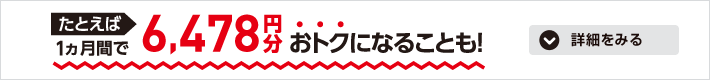 たとえば1ヵ月間で6,478円分おトクになることも!詳細をみる
